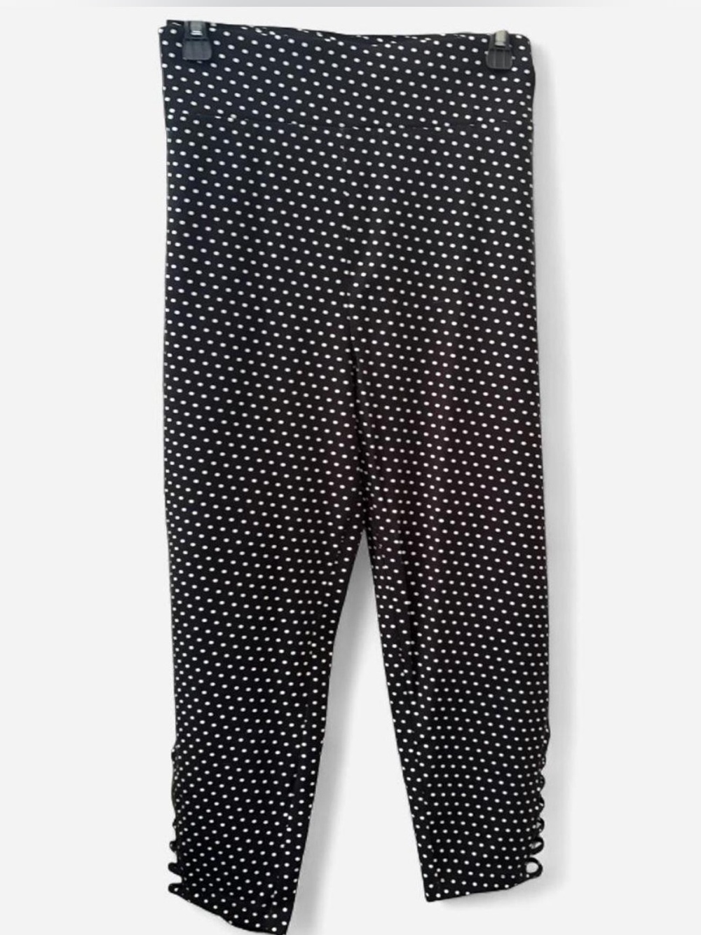 Capri leggings Ladder Opening - Women's Pants 3x black and white polkadot